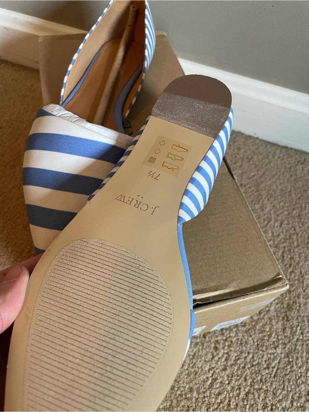 J. Crew Blue & White Striped Pointed-Toe Flats - Picture 3 of 4